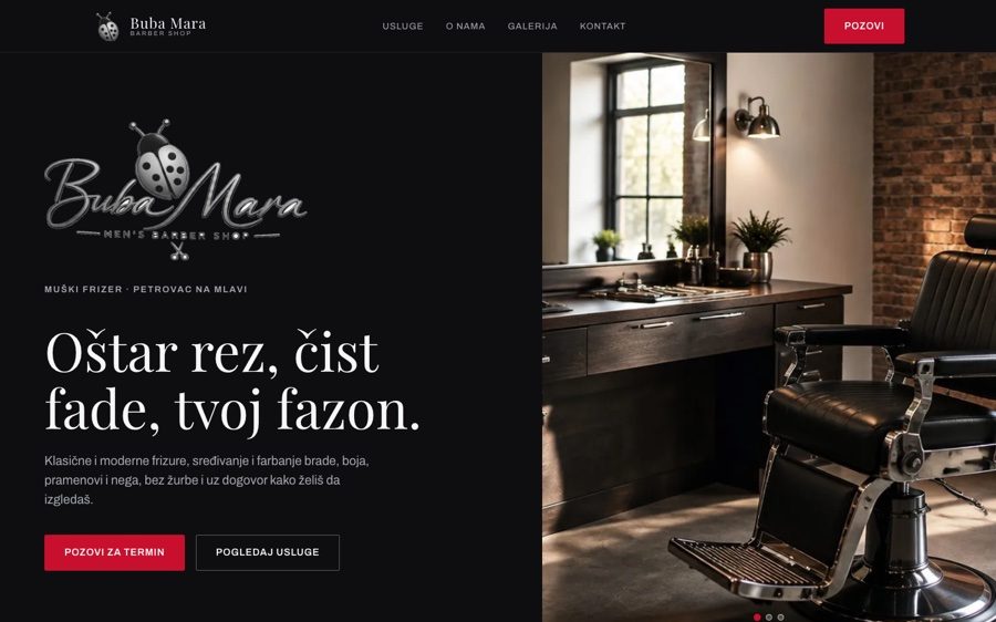 Buba Mara Barber Shop (frizer, Petrovac na Mlavi) - sajt koji je izradio NRT Digital