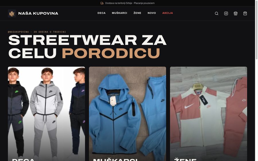 Naša Kupovina (online prodavnica odeće) - sajt koji je izradio NRT Digital