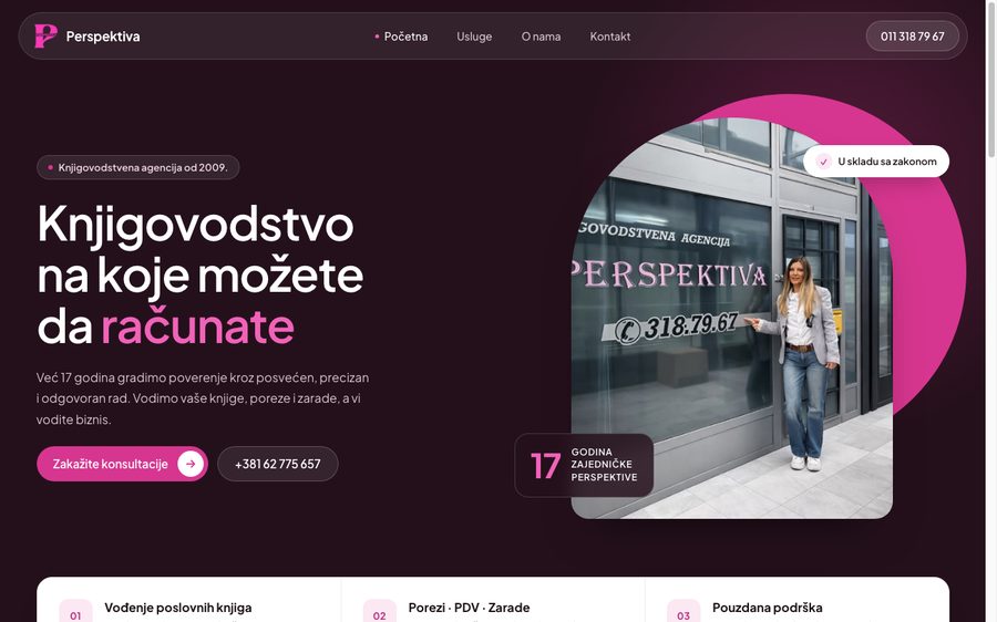 Perspektiva (knjigovodstvena agencija) - sajt koji je izradio NRT Digital