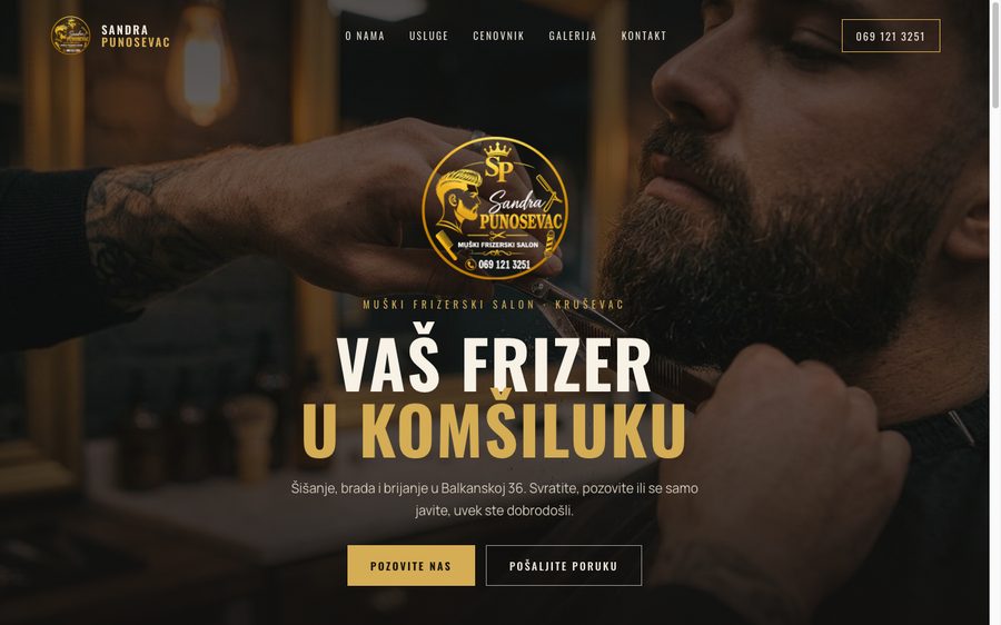 Sandra Punošević (muški frizerski salon) - sajt koji je izradio NRT Digital